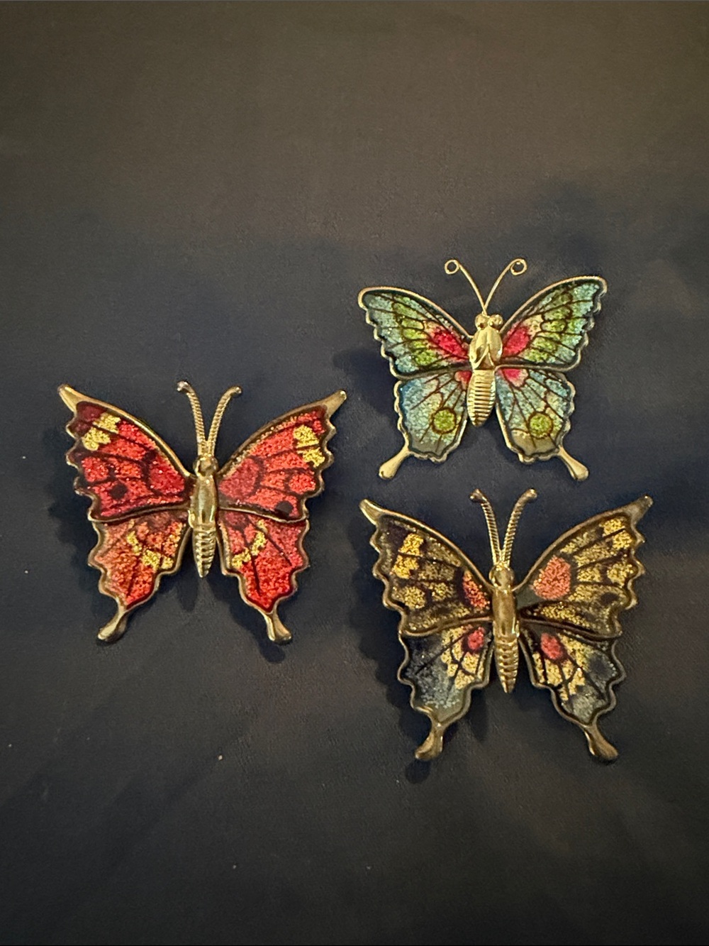 3 Vintage Butterfly Brooches